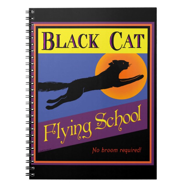 Caderno Espiral Notebook Black Cat Flying School (Frente)