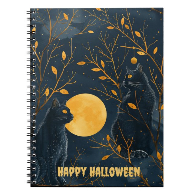 Caderno Espiral Notebook Black Cat Happy Halloween (Frente)