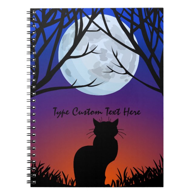 Caderno Espiral Notebook Black Cat Personalizado para Notebook Cat (Frente)