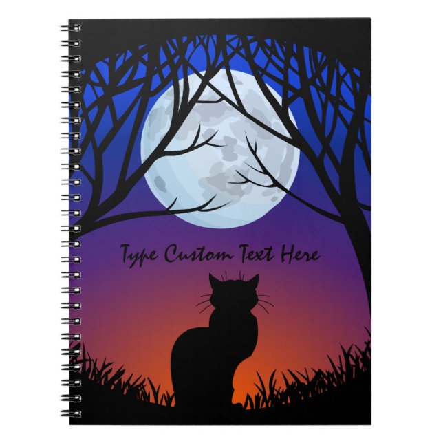 Caderno Espiral Notebook Black Cat Personalizado para Notebook Cat (Frente)