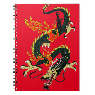 Caderno Espiral Notebook Black Chinese Dragon