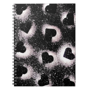 Caderno Espiral Notebook Black Hearts Sprayink