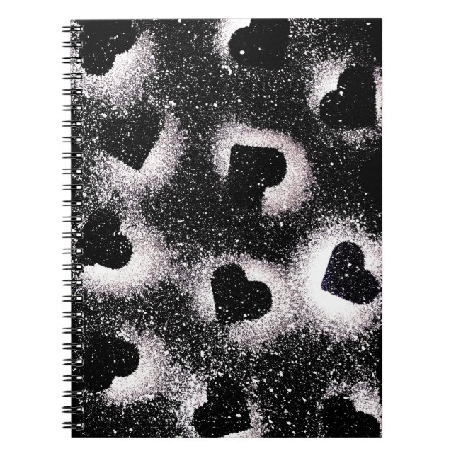 Caderno Espiral Notebook Black Hearts Sprayink (Frente)
