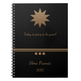 Caderno Espiral Notebook Black Professional Dourado com 3 esferas 