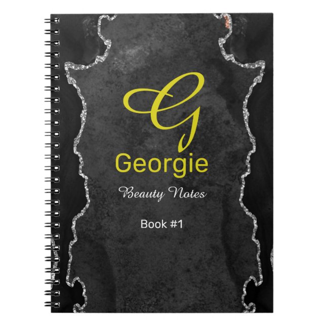Caderno Espiral Notebook Black & Silver Agate (Frente)