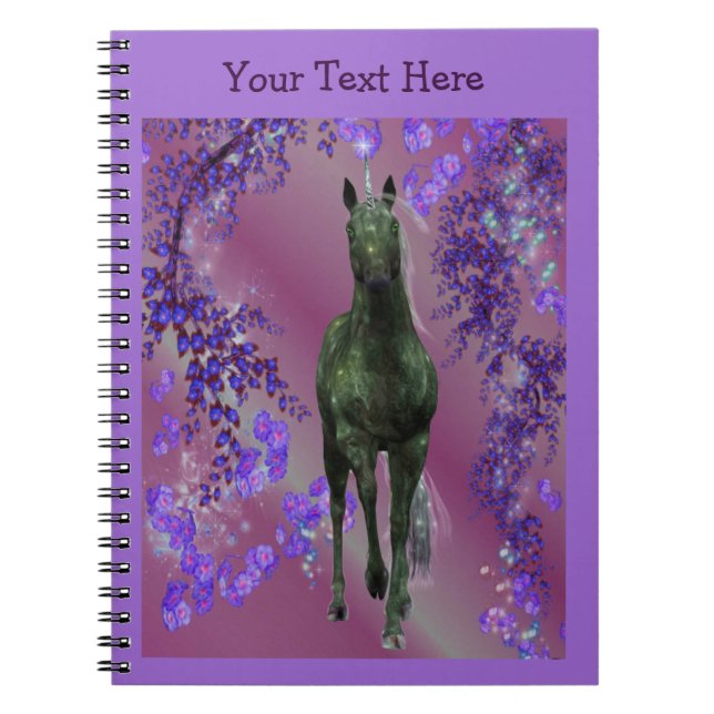 Caderno Espiral Notebook Black Unicorn Fantasy Horse (Frente)