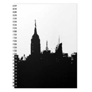 Caderno Espiral Notebook Black White New York Silhouline
