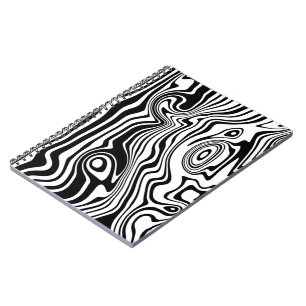 Caderno Espiral Notebook Black White Wavy Stripe Escolha a cor