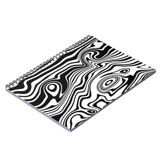 Caderno Espiral Notebook Black White Wavy Stripe Escolha a cor (Left Side)