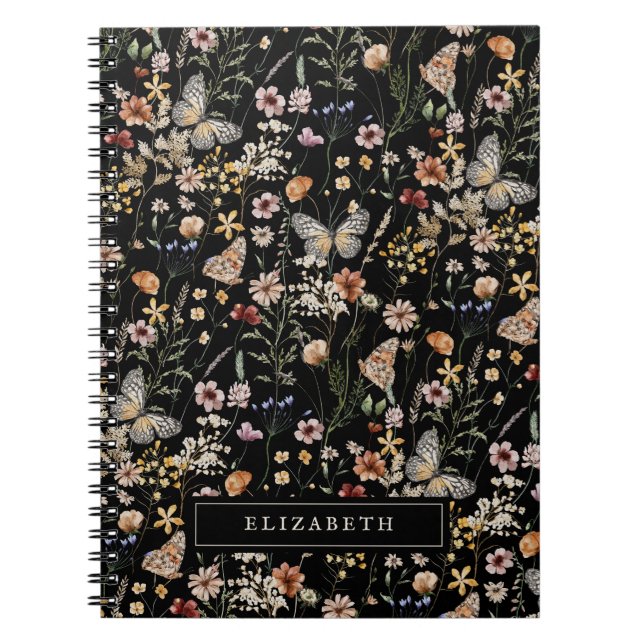 Caderno Espiral Notebook Black Wildflower (Frente)