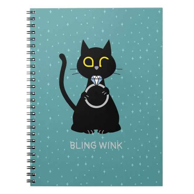 Caderno Espiral Notebook BLING PISCAR OS OLHOS Funny Cat Proposal (Frente)