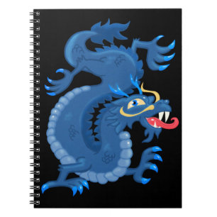 Caderno Espiral Notebook Blue Oriental Dragon