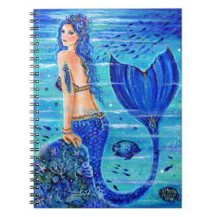 Caderno Espiral Notebook Blue Reef Mermaid de Renee Lavoie
