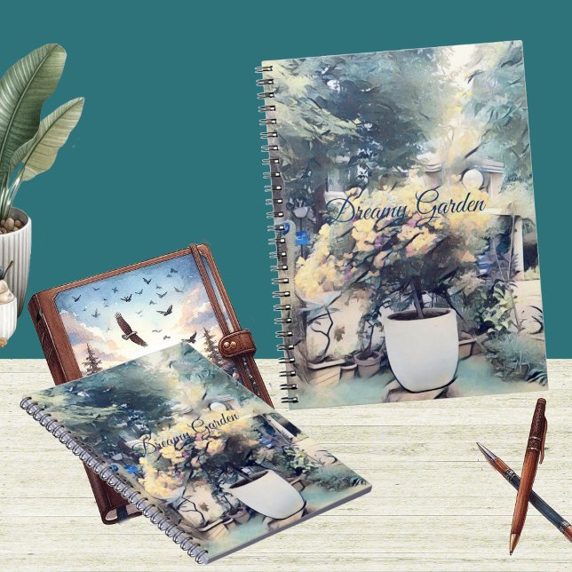 Caderno Espiral Notebook Blue Watercolor Photo Gardener (Blue Watercolor Photo Gardener Notebook)