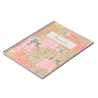 Caderno Espiral Notebook Blush & Peach Hydrangea Garden