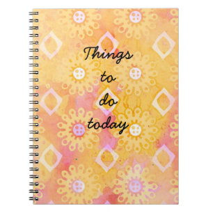 Caderno Espiral Notebook Boho Amarelo rosa de hoje