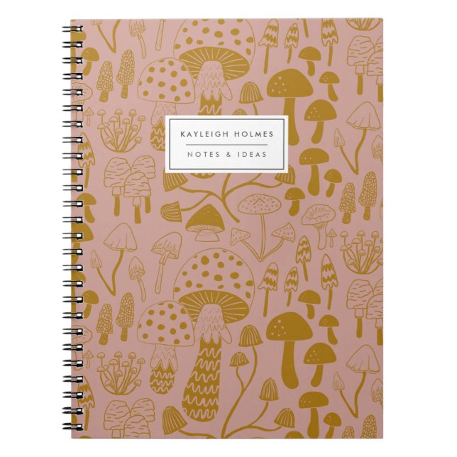 Caderno Espiral Notebook Boho Pink Mushroom (Frente)