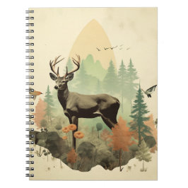 Caderno Espiral Notebook Boho Vintage Forest Deer Spiral