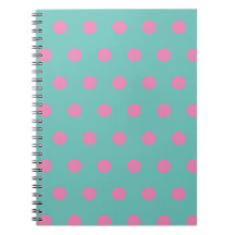 Notebook bolinhas (Aqua & Rosa)