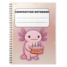 Notebook bonito Axolotl de aniversário - presente 