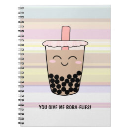 Caderno Espiral Notebook Bonito Boba Milk Tea Pun