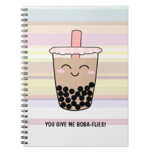 Caderno Espiral Notebook Bonito Boba Milk Tea Pun