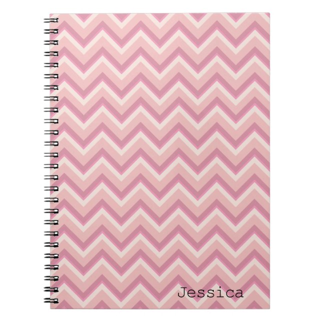 Caderno Espiral Notebook Bonito Chevron Rosa (Frente)