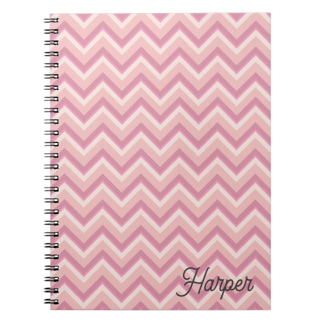 Caderno Espiral Notebook Bonito Chevron Rosa (Frente)
