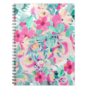 Caderno Espiral Notebook bonito com Aquarela