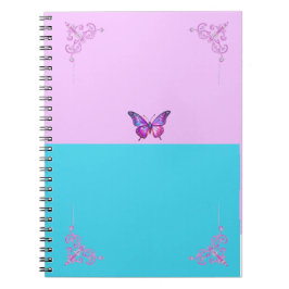Caderno Espiral Notebook bonito de borboleta púrpura e espinhal