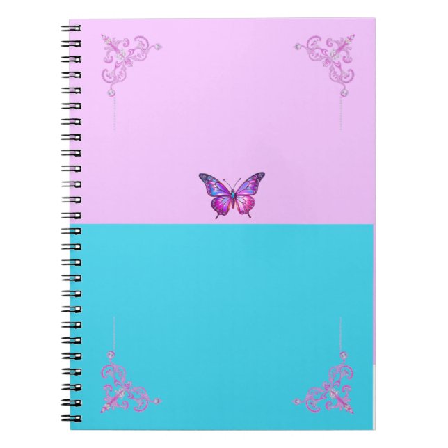 Caderno Espiral Notebook bonito de borboleta púrpura e espinhal (Frente)
