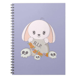 Caderno Espiral Notebook bonito de coelhinhos e crânios do Kawaii
