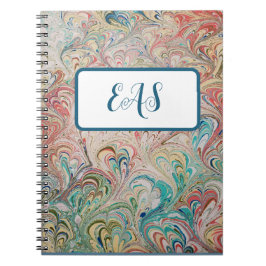 Caderno Espiral Notebook bonito marmoreado com monograma