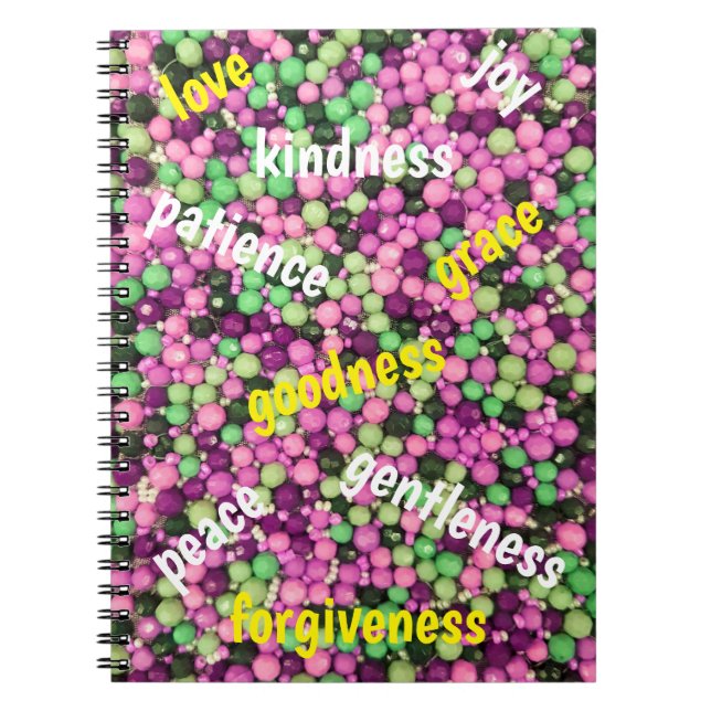 Caderno Espiral Notebook bonito para Miçanga e Virtude Espiral (Frente)