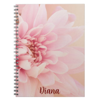 Caderno Espiral Notebook Bonito rosa personalizado Dahlia