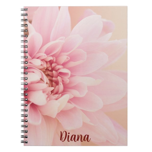 Caderno Espiral Notebook Bonito rosa personalizado Dahlia (Frente)