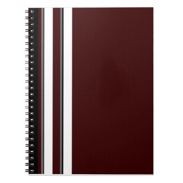 Caderno Espiral Notebook Borgonha/Cinza e Stripes Brancas (Frente)