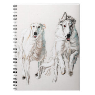 Caderno Espiral Notebook Borzoi Running Russo Wolfhound Dog Art