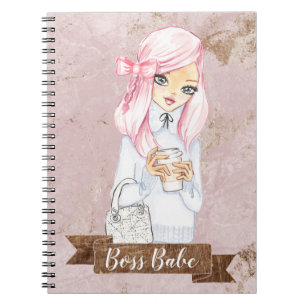 Caderno Espiral Notebook Boss Babe para Meninas Chefe