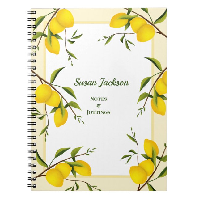 Caderno Espiral Notebook Botânico de Citros de Limão Personalizado (Frente)