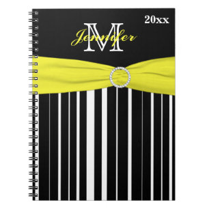 Caderno Espiral Notebook branco amarelo-preto personalizado
