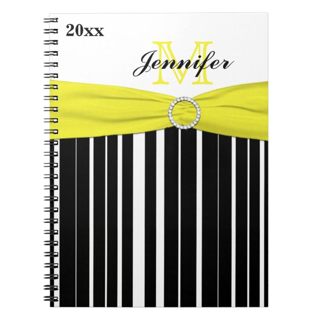 Caderno Espiral Notebook branco amarelo-preto personalizado (Frente)