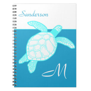 Caderno Espiral Notebook branco branco de tartaruga azul-marinho