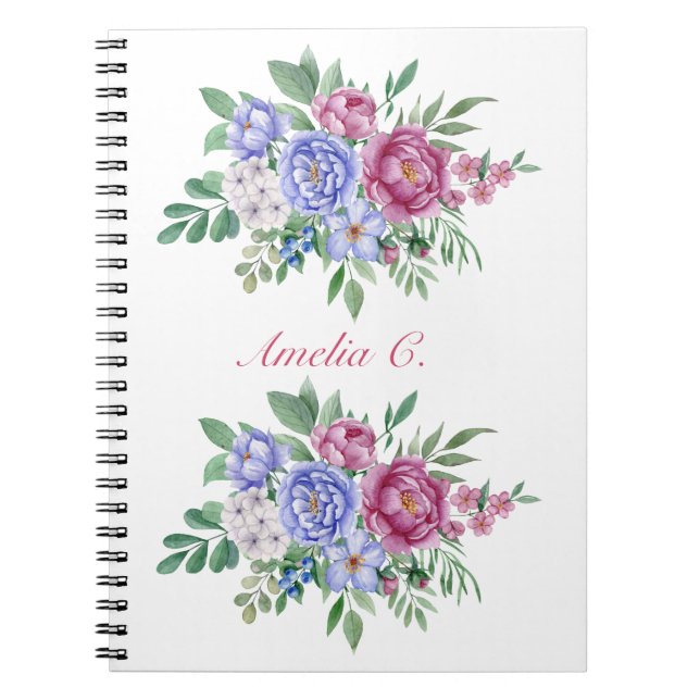 Caderno Espiral Notebook branco com Buquê flexível Elegant Waterco (Frente)