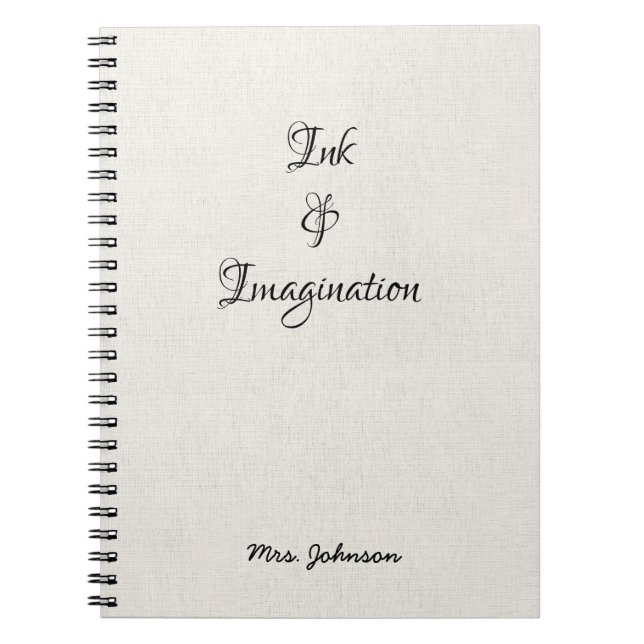 Caderno Espiral Notebook branco de tinta e imaginação (Frente)