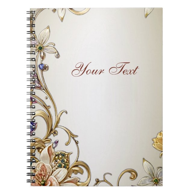 Caderno Espiral Notebook branco Dourado (Frente)