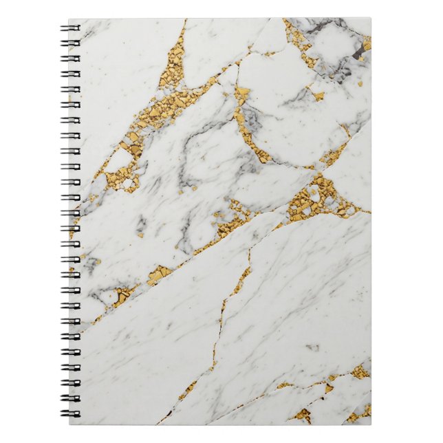 Caderno Espiral Notebook branco e Dourado (Frente)
