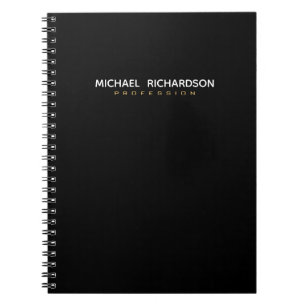 Caderno Espiral Notebook branco preto sofisticado e Dourado