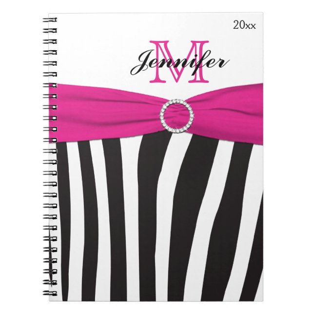 Caderno Espiral Notebook branco rosa-preto personalizado (Frente)