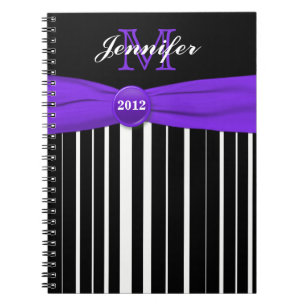 Caderno Espiral Notebook branco roxo personalizado, branco e branc
